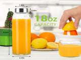 Glass Bottles - Set of 6 - 16oz Glass Juice Bottles for Drinking, Juicing & Tea Brewing with Lids V1188-ZXY-10357