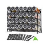 4 Tier Metal Spice Rack 28 Glass Jars - Kitchen Pantry Herb Storage Organiser V238-SUPDZ-40811788927056