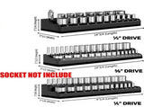 3PCS 1/4" 3/8" 1/2" Black Metric Magnetic Socket Organizer Storage Holder Trays Single size V1097-TTJ-0020