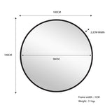 Metal Round Mirror 100cm - Black V292-MIRR-ARCH0031