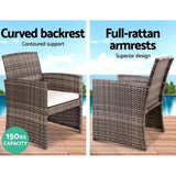 Gardeon 4 PCS Outdoor Sofa Set with Storage Cover Rattan Chair Furniture Grey ODF-RATTAN-4PC-AB-GE-COVER