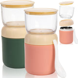 2 Pack Insulated Yogurt Container, 24oz Breakfast On the Go Cup with Plastic Topping Cereal Oatmeal V1259-DP01-A-931