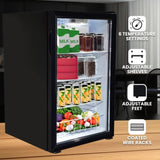 Kolner 130L Mini Bar Fridge Glass Door Beverage Cooler Refrigerator FDG-YGE-BC-130L