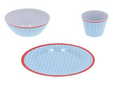 12Pcs/Set Household Dinnerware Light Blue Grid Cup Bowl Plate for Home Kitchen Restaurant V1294-YM0901-3118210179111