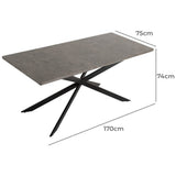 Falcon Rectangular Dining Table MDF Marbling V264-DNT-411C-DGR-17M