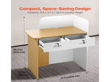 Reception Desk, 80 cm Rectangular Front Counter Table, Modern Office Reception Desk with LED Light, V952-YBQTBSMSJXDLHVT0N001V9