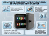Key Cabinet,Password Key Lock Box Wall Mounted 3-Digit Combination Key Safe Cabinet with 20 Key V1369-AZ3-W-12563