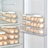 (Double row and three floors)Egg Holder for Fridge Stackable Pull Out Drawer with Handle Removable V1385-JDH-WU-904-004