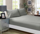 1000TC Ultra Soft Fitted Sheet & 2 Pillowcases Set - Super King Size Bed - Grey V493-ASKF-06