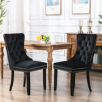 2x Velvet Dining Chairs Upholstered Tufted Kithcen Chair with Solid Wood Legs Stud Trim and V226-SW8801BK