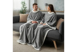 Sleeved Blanket Hoodie Flannel Sherpa TV Blanket Navy Blue V1263-JX-7722