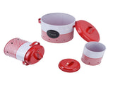3 Pcs Canister Set Large Capacity Red White Round Bucket Farmhouse Kitchen Candy Snack Metal V1294-YM0523-3118220043011