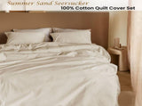 Bedding House Summer Sand Seersucker Cotton Quilt Cover Set King V442-HIN-QUILTCS-SUMMERSEERSUCKER-SAND-KI