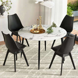 1 Artiss Dining Table and 4 Chairs Set Marble Black DSET-MAR75-55Y-BKX4