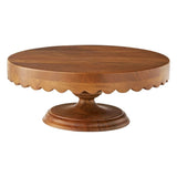 Durable Scallop Acacia Wood Cake Stand Pedestal Stand For Everyday & Special Occasion Dessert V1370-AZ4-15848