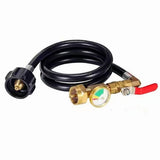 Propane Refill Adapter Hose with Gauge and Control Valves, for 1 LB Tanks, QCC1 Adapter for Camping, V1192-AZ-W-30127