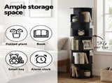 Artiss 5 Tiers Bookshelf Swivel Bookcase Display Shelves Stand Round Black FUR-S-DS-5TR-BK