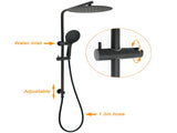 WELS Matt Black Shower Set 12" Large Rain Head Handheld Sliding Rail Arm Round Taps V1233-C4902B22PHR003M4CBKSR112BCPF0282ABK