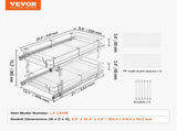 12"Wx21"Dx15"H Pull Out Cabinet Organizer, Heavy Duty Slide Out Pantry Shelves, Steel Roll Out V952-FZSLLDGGEC12VMAA1V0