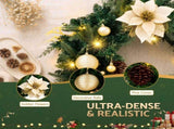 Jingle Jollys 60cm Pre-Lit Christmas Wreath LED Garlands Gold Flowers Pinecones Decor XM-C-WRE-FLW-2FT-GD-LED