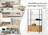 CARLA HOME Bookcase with Cabinet - 3 - Tier Display Shelf - Brown - Storage Cabinet V178-36469