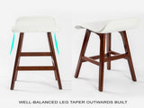 4X Wooden Bar Stool Dining Chair Leather SOPHIA 65cm WHITE BROWN V274-FT-WBSPU-75WH4-BNP