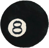 Black, Billiard Ball Mat, 8-Ball Soft & Fluffy Black Bedroom Decoration, Black Circle V1237-ZY-203-0326