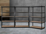 3x1.5M Warehouse Shelving Racking Storage Garage Steel Metal Shelves Rack WR-E-7X15-BKX3