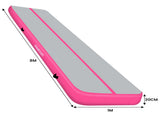 Powertrain Airtrack 20cm Thick 8m x 1m Inflatable Gymnastics Tumbling Mat Air Track - Pink IFM-0801-GYPK