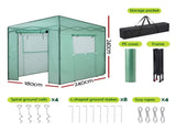 Green Fingers Greenhouse 180x240x240cm Steel Frame PE Cover Outdoor Shelter GH-WALK-PH-24X18