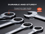 Combination Wrench Set, 16-Piece Ratcheting Wrench Set with Organizer Rack, Cr-V Steel Wrench Set V952-ZXBSTZGDK16PX3TR1V0