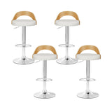 Artiss 4x Bar Stools Adjustable Leather Padded White BA-TW-8093-WHX4