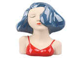 Girl Face Vase Modern Decorative Sculpture Ceramic Head Flower Vase for Living Room Bedroom Office V1294-YM0706-3115230067112