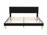 Artiss Queen Bed Frame Upholstered Adjustable Headboard Mood Lighting Heavy Duty Black Velvet BFRAME-H-ROYCE-Q-BK-AB