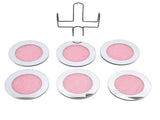 6pcs Glass Mirrored Coasters with Holder Round Drink Coasters for Coffee Table Kitchen Bar Home V1294-YM0901-3118250151411