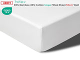 Accessorize 400TC White Bamboo Cotton Mega / Super Fitted Sheet 50cm Wall King V442-HIN-FITTEDS-BAMBOOCOTTON50CM-WHITE-KI