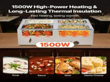 Commercial Food Warmer, 1500W Electric Stainless Steel Steam Food Warmer with Lid, 4-Pan Fast V952-SYSPBWQPTK41SB7R9002V3
