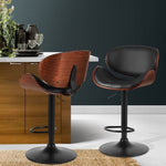 Artiss Bar Stools Kitchen Leather Barstools Swivel Gas Lift Chairs Black x2 BA-TW-8076-BKX2