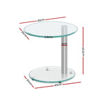 Artiss Coffee Table Oval Tempered Glass Side End Beside Tables Cafe 45cm TV-MOUN-TAB-T01-TP