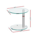 Artiss Coffee Table Oval Tempered Glass Side End Beside Tables Cafe 45cm TV-MOUN-TAB-T01-TP