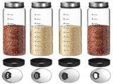 4PCS Salt & Pepper Shakers, Large Glass Spice Jars with Adjustable Pour Holes, Spice Dispensers with V1369-AZ3-W-08748