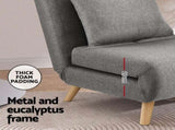Artiss Sofa Bed Convertible Couch Recliner Lounge Chair Linen Grey SBED-E-FLD01-1S-GY
