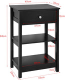 Black Bedside Table with 1 Drawer and 2 Shelves V178-84973