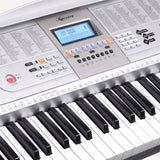Karrera 61-Key Electronic LED Keyboard Piano with Stand - Silver EKB-CHJ-61-SL-LED