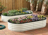 Green Fingers Raised Garden Bed 2 Pack Galvanised Planter Box Rust Resistant 120x60x30cm White GB-OVAL-1206030-WHX2