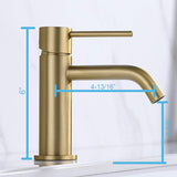 Brushed Gold Bathroom Faucet, Single Handle Brass Sink Faucet Bathroom Single Hole with Pop Up Sink V1258-DP02-C-1348