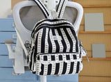Stripe School Backpack, Cute Aesthetic Backpack with Bowknot, Spacious Lace Trim Bag for Travel V1370-AZ4-15650