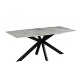 Dining Table Rectangular Shape Grey Sintered Stone Top Powder Coated Iron Legs V43-DT-KNGS