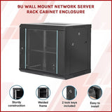 9U Wall Mount Network Server Rack Cabinet Enclosure V63-921121