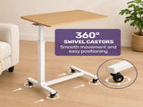 EQUIPMED Overbed Table with Gas Lift, 15kg Load, Steel Frame, 78-107cm Adjustable Height, Lockable V219-ALFOBTEQ84WA